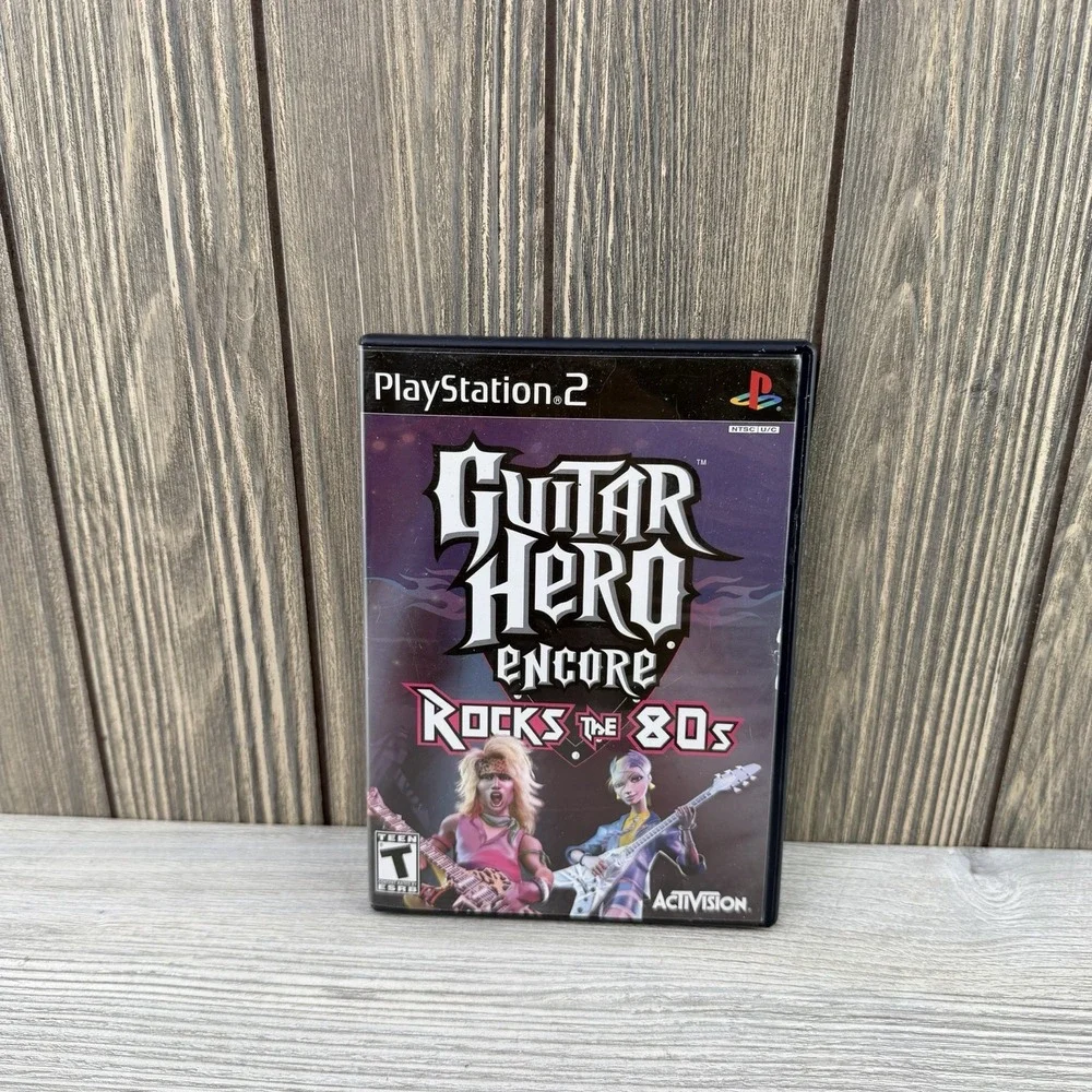 Guitar Hero Encore Rocks the 80s Playstation 2 PS2 Game CIB Manual & Poster